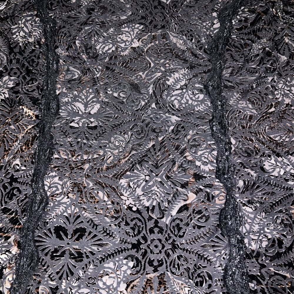 Roz & Ali Sheer Black Gold Lace 3/4Sleeve Blouse - Picture 12 of 13